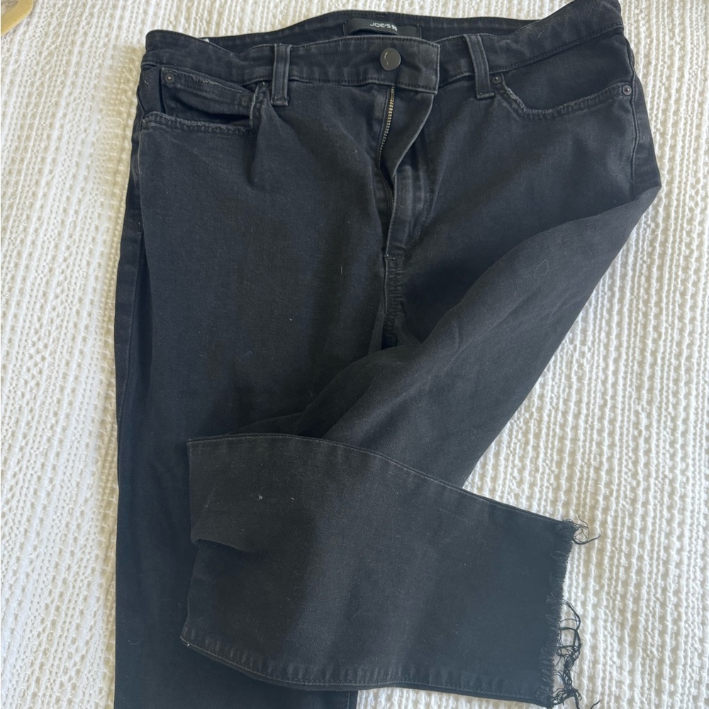 AG high rise black jeans frayed hem 32